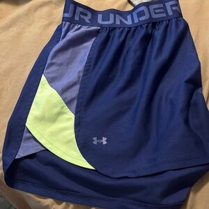 Under Armour Navy and Lime Performance Athletic Shorts